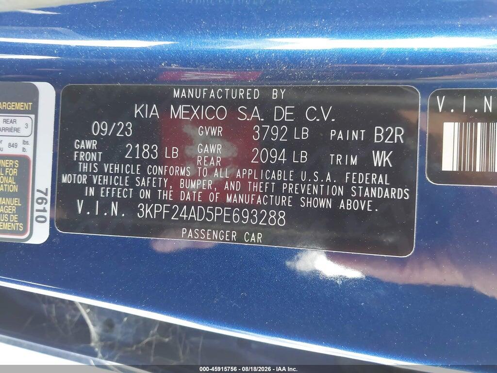 3KPF24AD5PE693288 2023 KIA FORTE photo no. 9