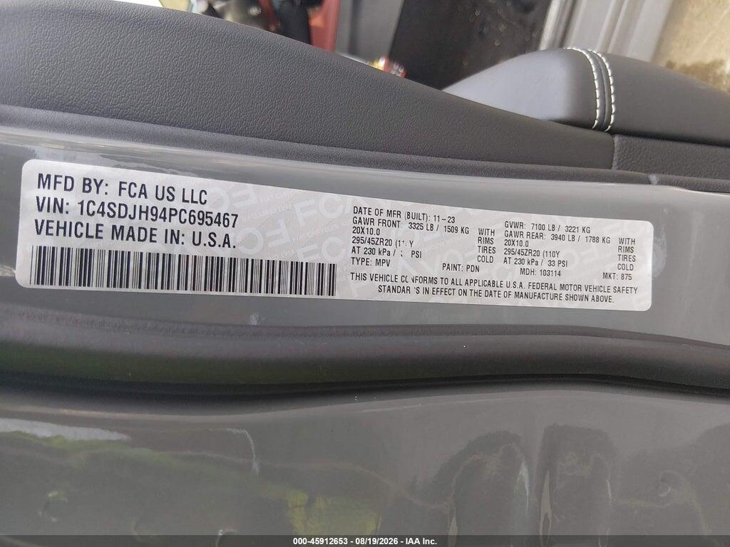 1C4SDJH94PC695467 2023 DODGE DURANGO photo no. 9