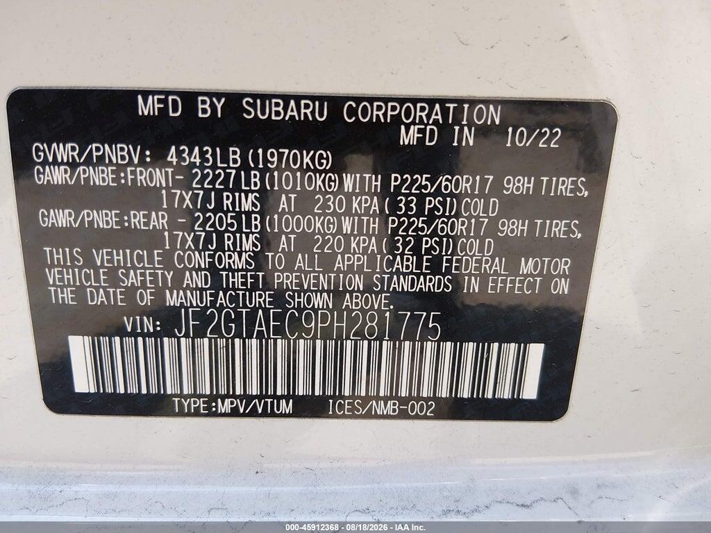 JF2GTAEC9PH281775 2023 SUBARU CROSSTREK photo no. 9