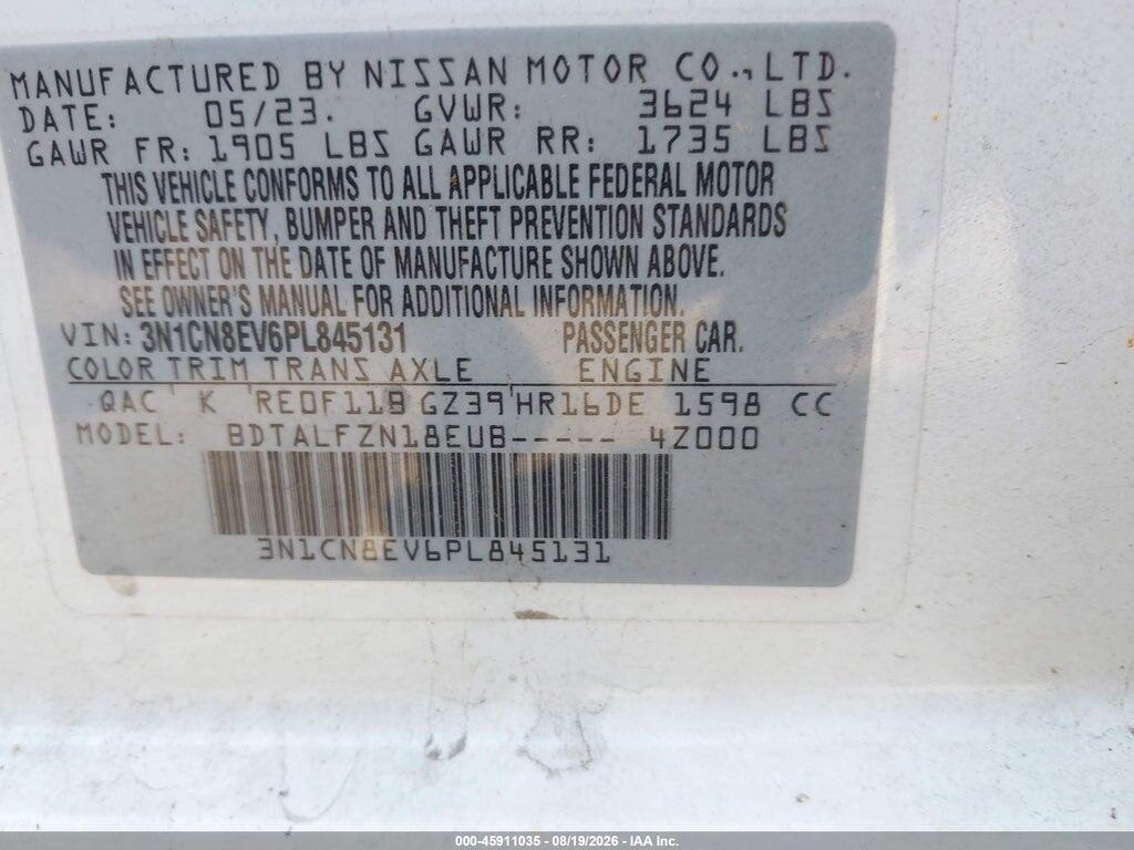 3N1CN8EV6PL845131 2023 NISSAN VERSA photo no. 9
