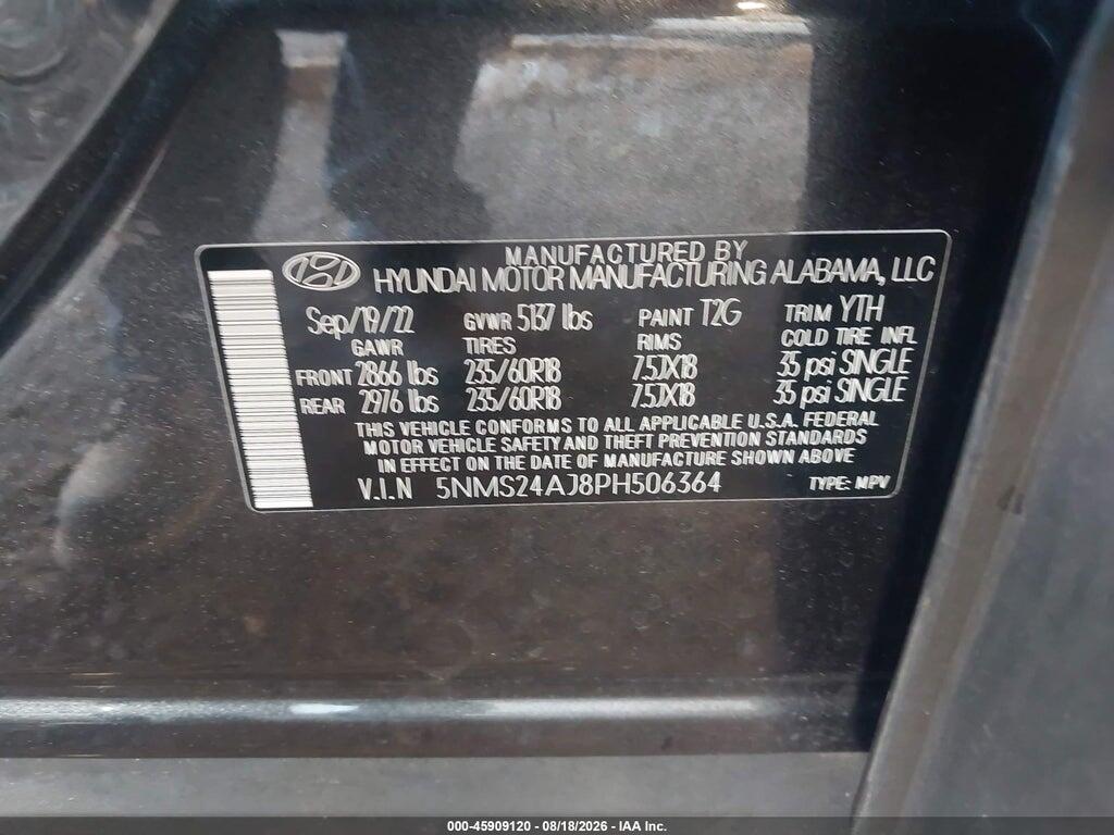 5NMS24AJ8PH506364 2023 HYUNDAI SANTA FE photo no. 9