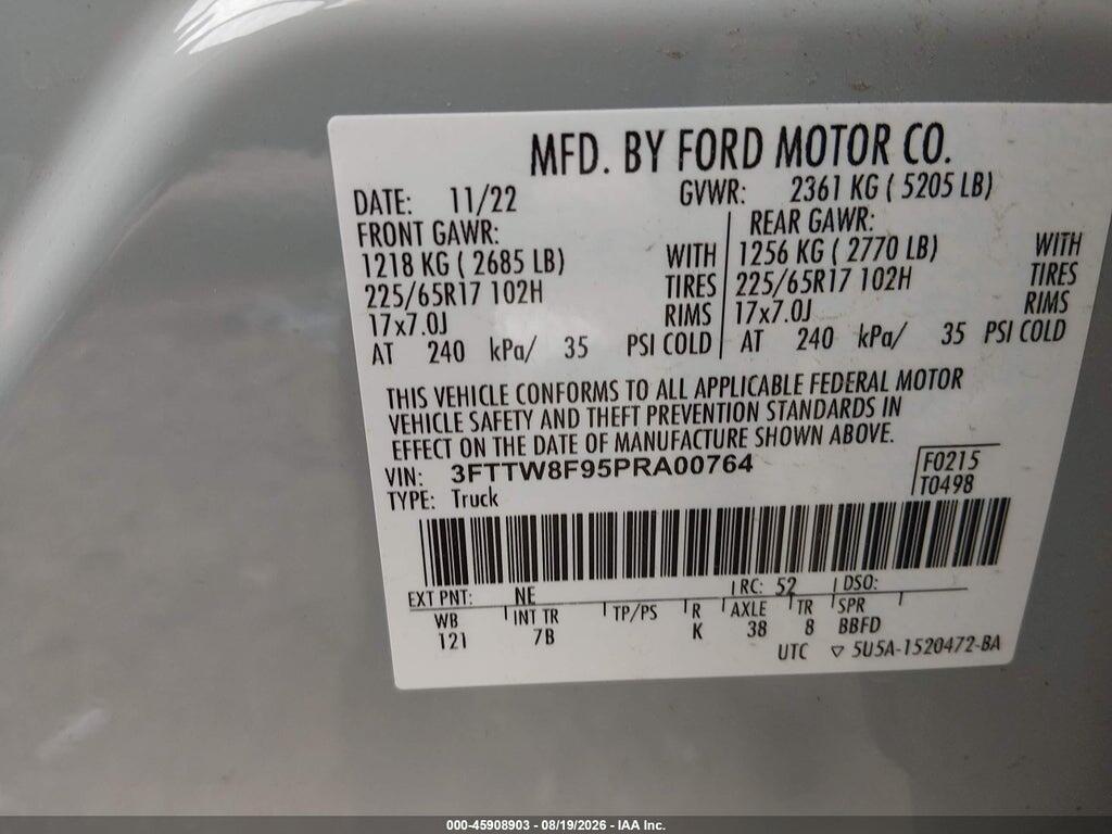 3FTTW8F95PRA00764 2023 FORD MAVERICK photo no. 9