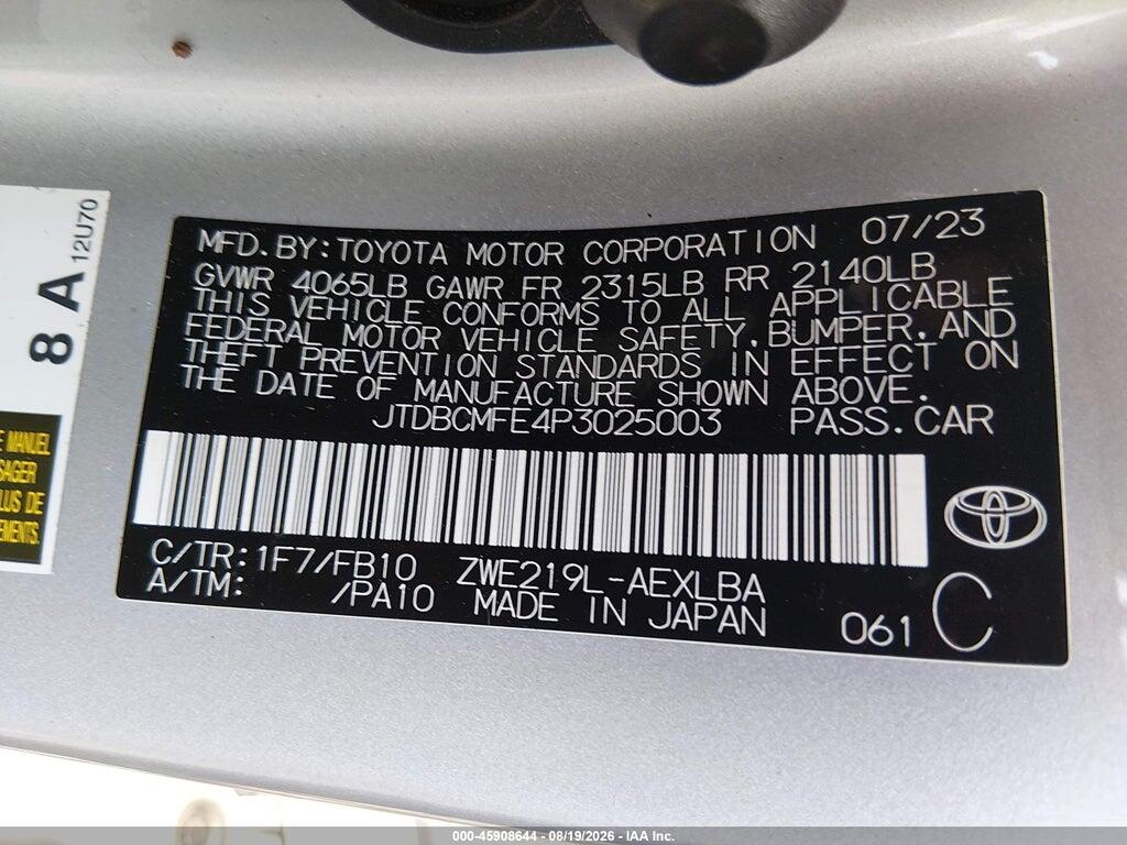JTDBCMFE4P3025003 2023 TOYOTA COROLLA photo no. 9