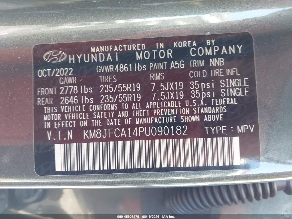 KM8JFCA14PU090182 2023 HYUNDAI TUCSON HYBRID photo no. 9