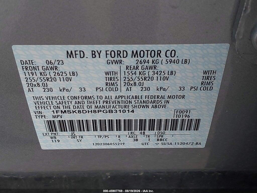 1FMSK8DH8PGB31014 2023 FORD EXPLORER photo no. 9