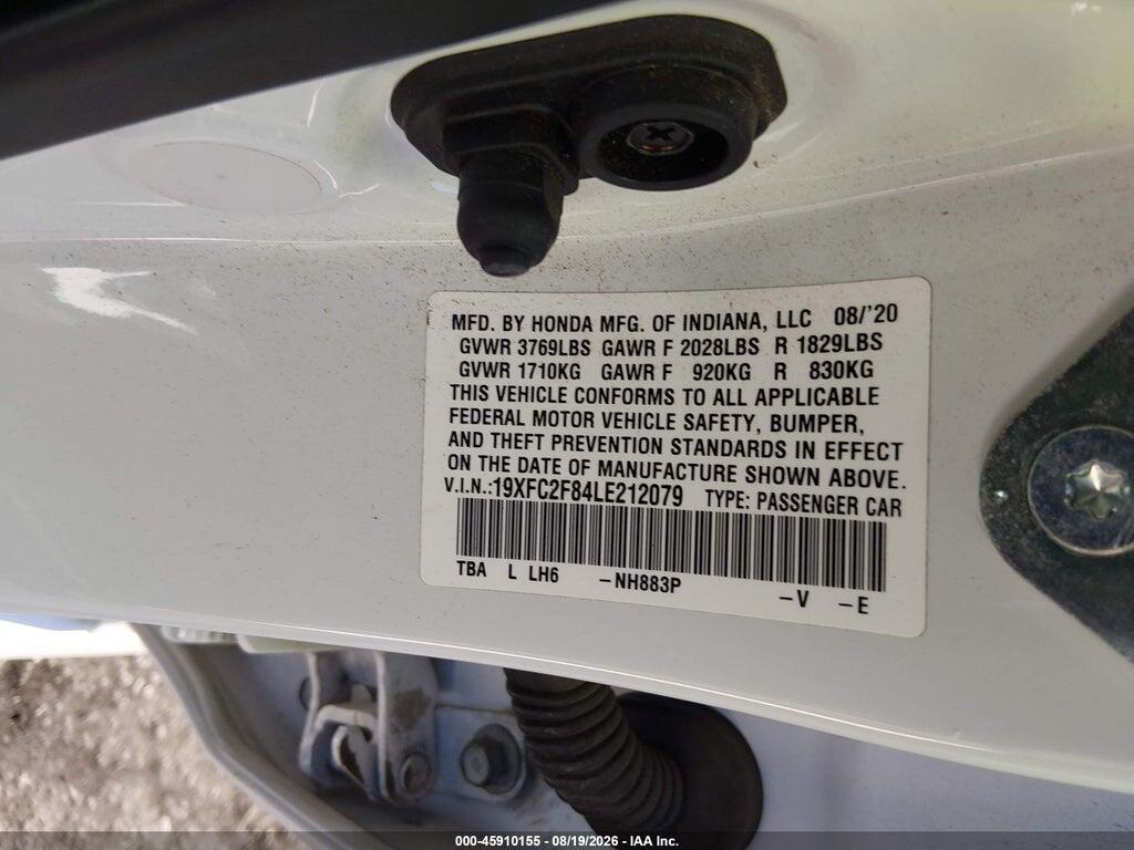 19XFC2F84LE212079 2020 HONDA CIVIC photo no. 9