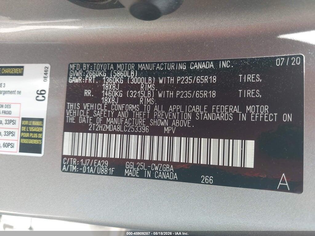 2T2HZMDA8LC253396 2020 LEXUS RX 350 photo no. 9