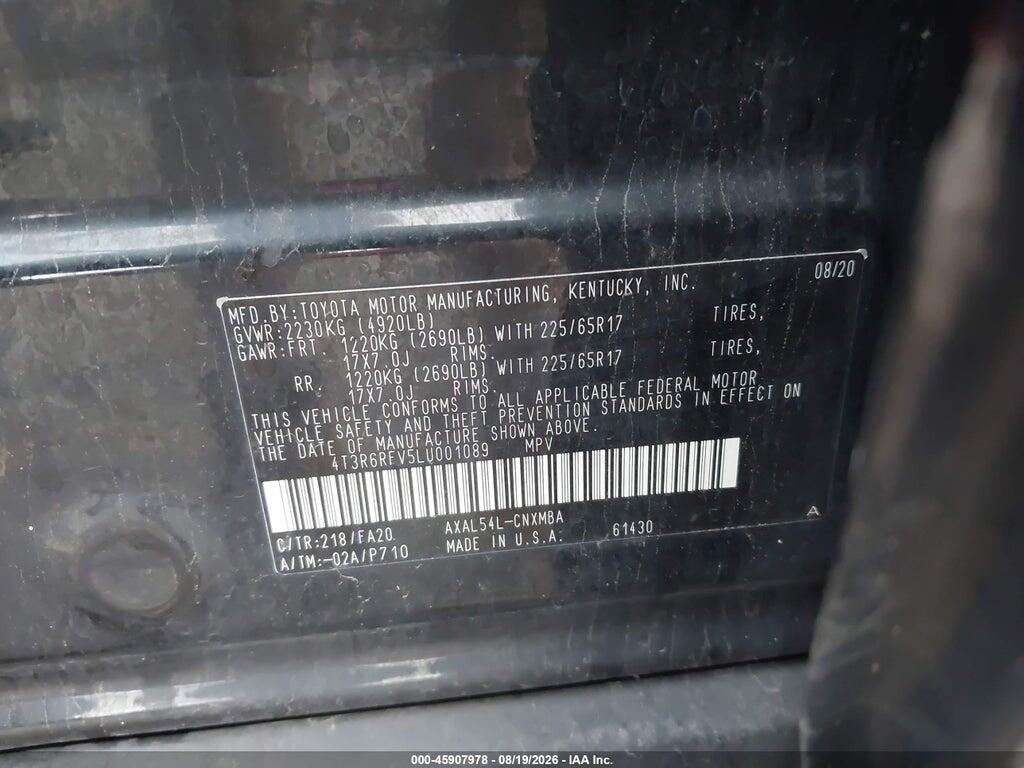 4T3R6RFV5LU001089 2020 TOYOTA RAV4 HYBRID photo no. 9