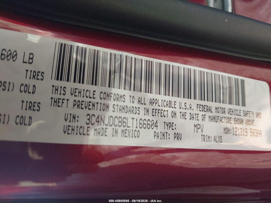 3C4NJDCB6LT166604 2020 JEEP COMPASS photo no. 9