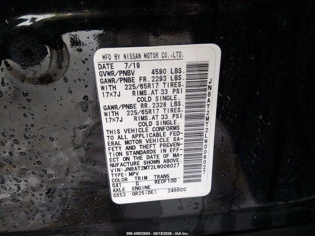 JN8AT2MT2LW006027 2020 NISSAN ROGUE photo no. 9