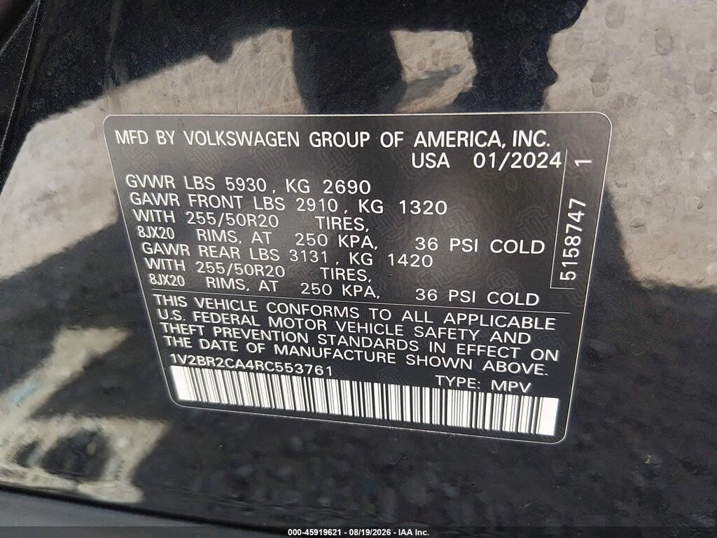 1V2BR2CA4RC553761 2024 VOLKSWAGEN ATLAS photo no. 9