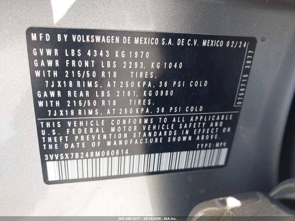 3VVSX7B24RM060614 2024 VOLKSWAGEN TAOS photo no. 9