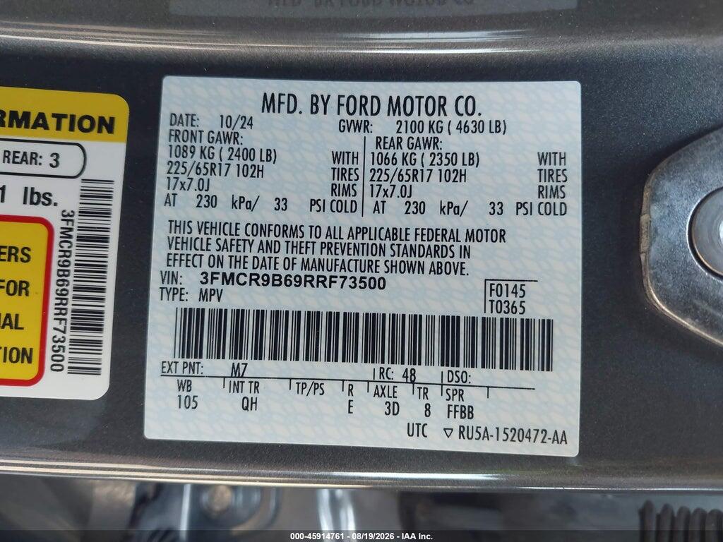 3FMCR9B69RRF73500 2024 FORD BRONCO SPORT photo no. 9