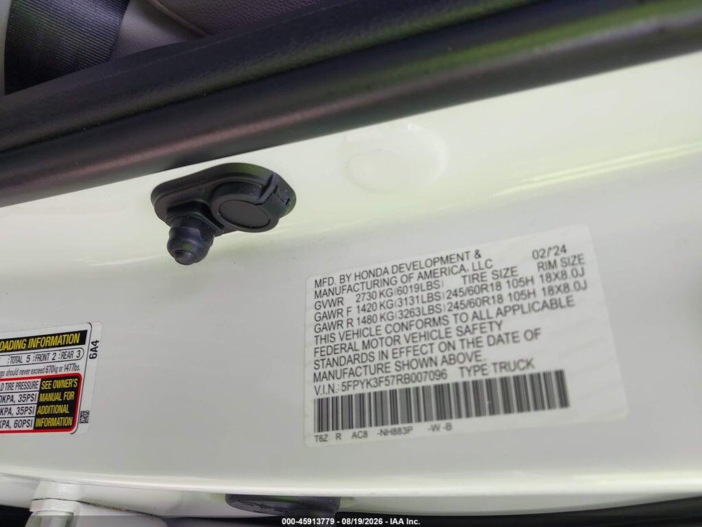 5FPYK3F57RB007096 2024 HONDA RIDGELINE photo no. 9