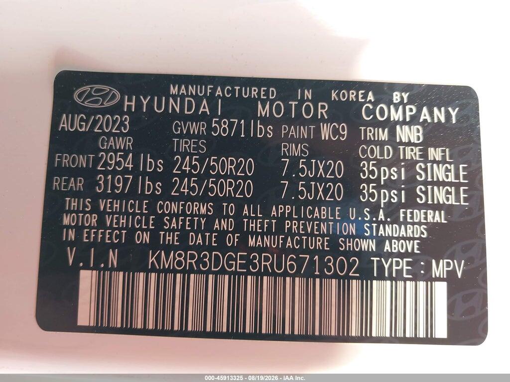 KM8R3DGE3RU671302 2024 HYUNDAI PALISADE photo no. 9