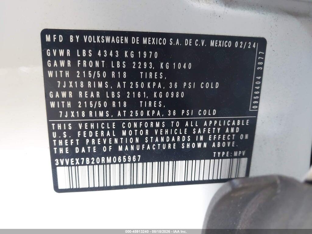 3VVEX7B20RM065967 2024 VOLKSWAGEN TAOS photo no. 9