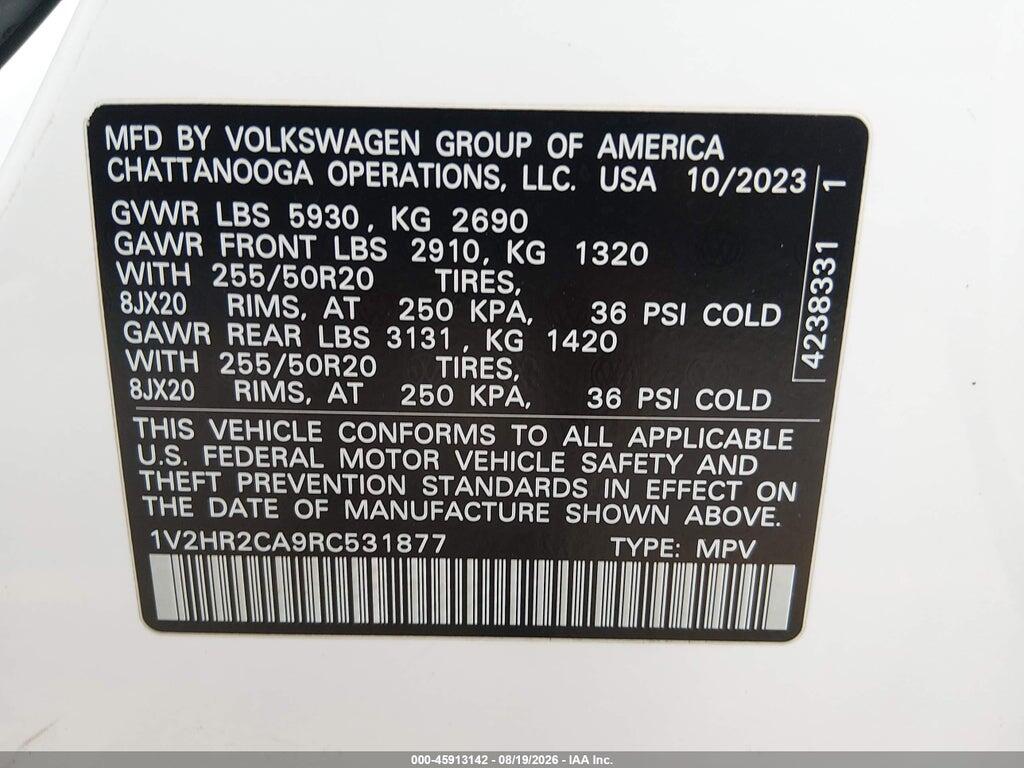 1V2HR2CA9RC531877 2024 VOLKSWAGEN ATLAS photo no. 9