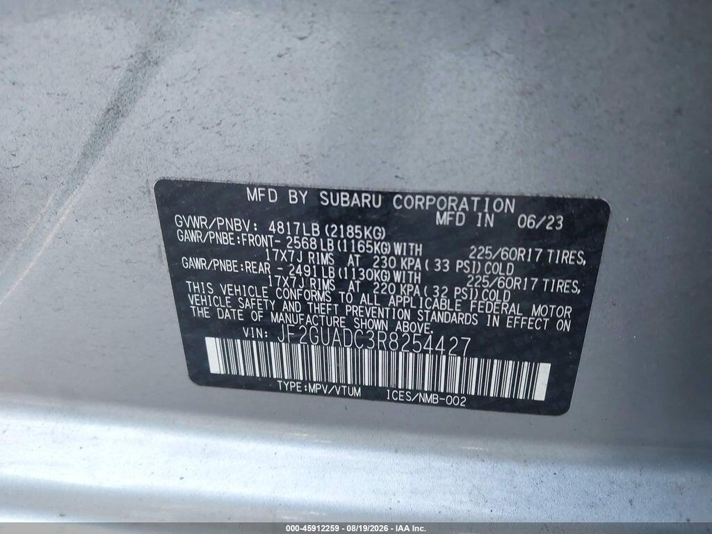JF2GUADC3R8254427 2024 SUBARU CROSSTREK photo no. 9