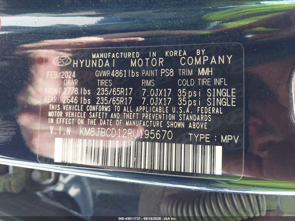 KM8JBCD12RU195670 2024 HYUNDAI TUCSON HYBRID photo no. 9