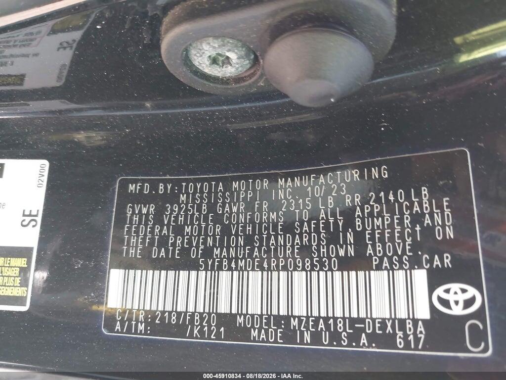 5YFB4MDE4RP098530 2024 TOYOTA COROLLA photo no. 9