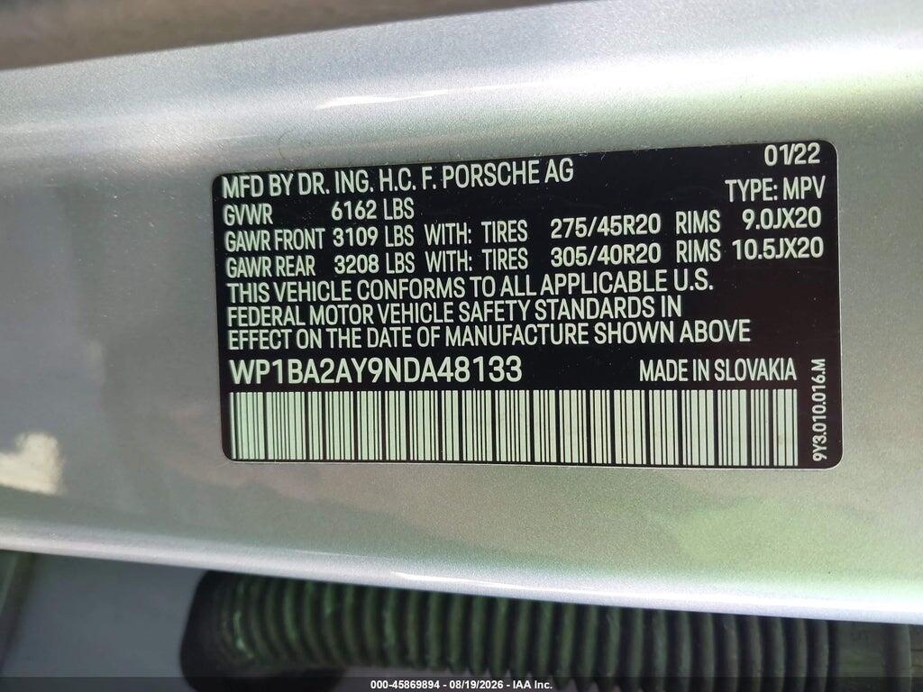 WP1BA2AY9NDA48133 2022 PORSCHE CAYENNE COUPE photo no. 9
