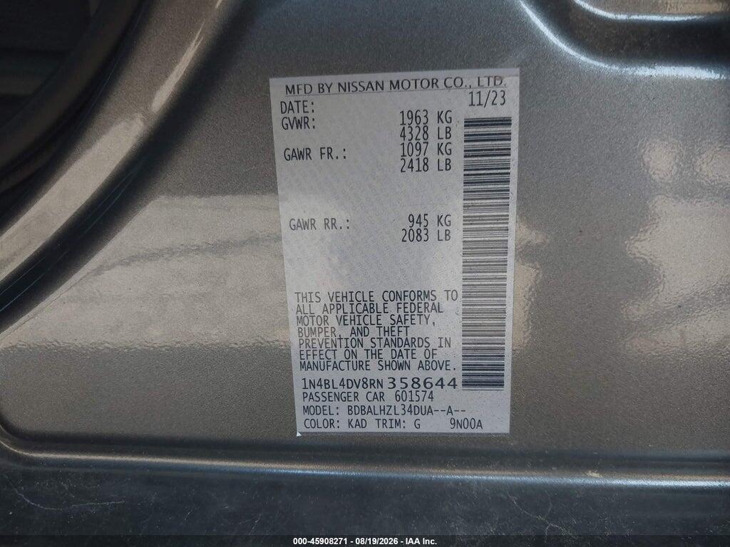 1N4BL4DV8RN358644 2024 NISSAN ALTIMA photo no. 9