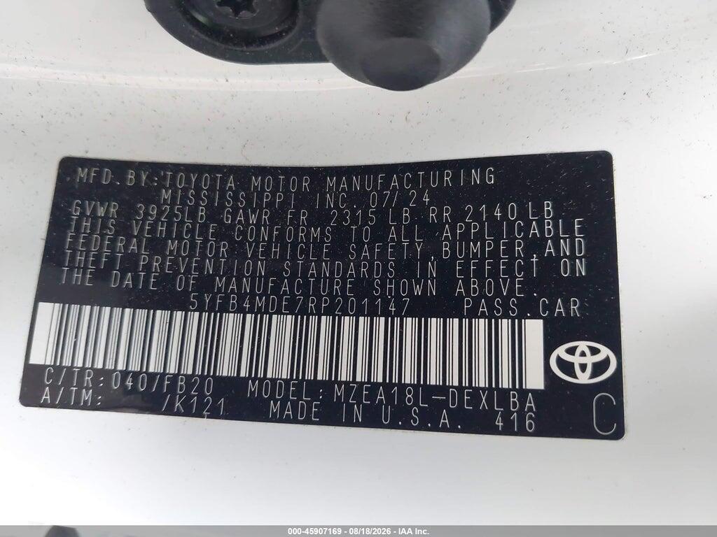 5YFB4MDE7RP201147 2024 TOYOTA COROLLA photo no. 9