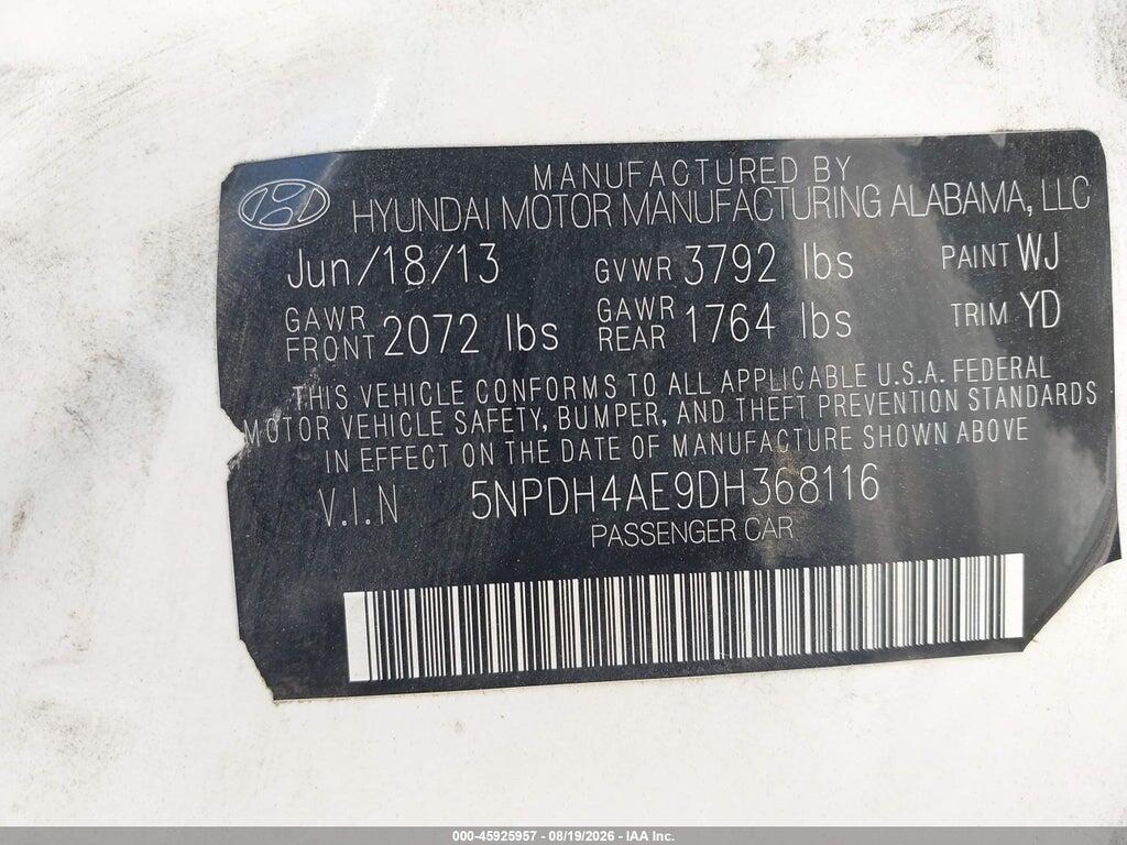 5NPDH4AE9DH368116 2013 HYUNDAI ELANTRA photo no. 9
