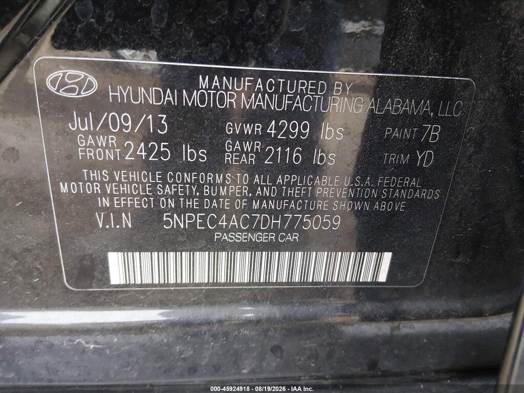 5NPEC4AC7DH775059 2013 HYUNDAI SONATA photo no. 9