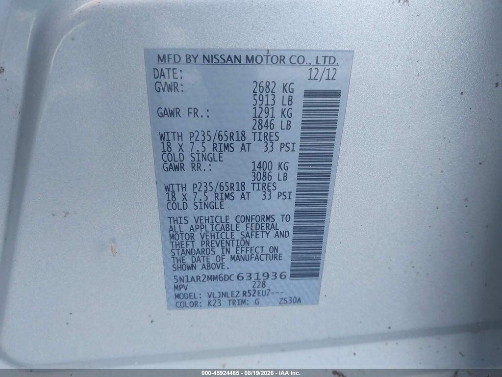 5N1AR2MM6DC631936 2013 NISSAN PATHFINDER photo no. 9