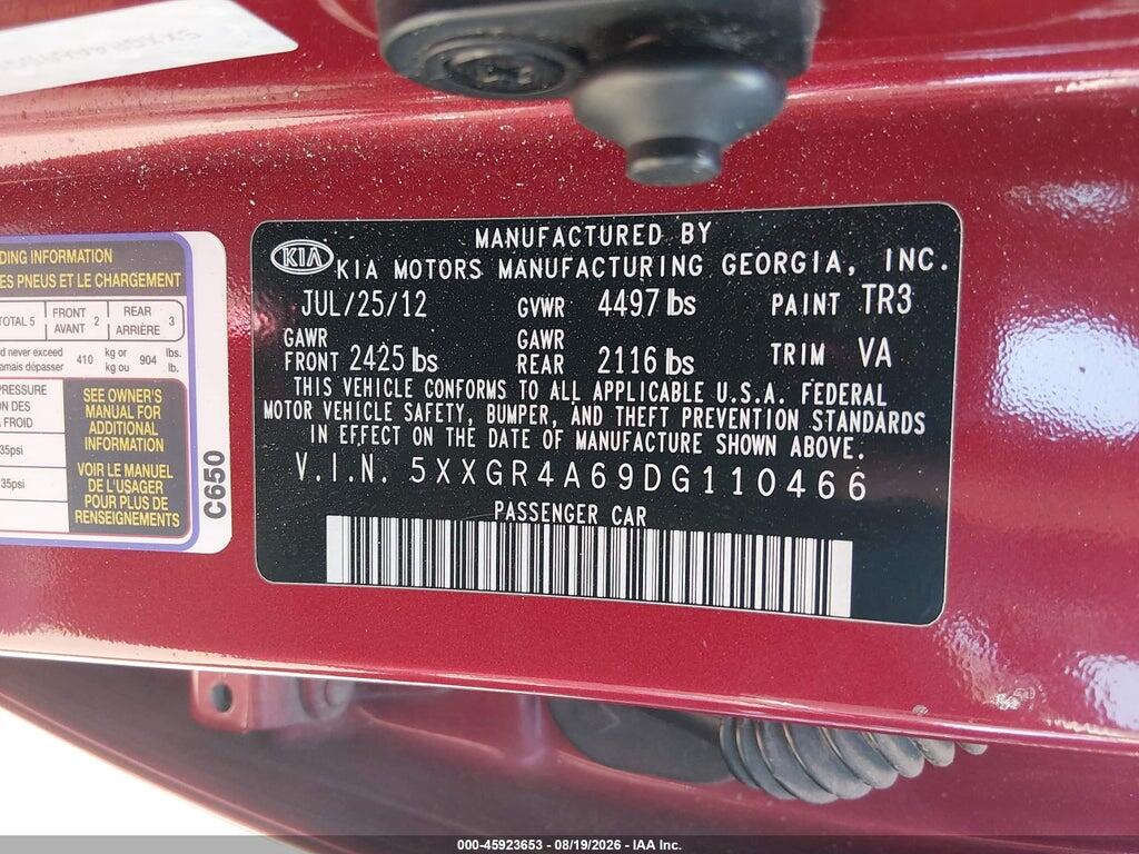 5XXGR4A69DG110466 2013 KIA OPTIMA photo no. 9