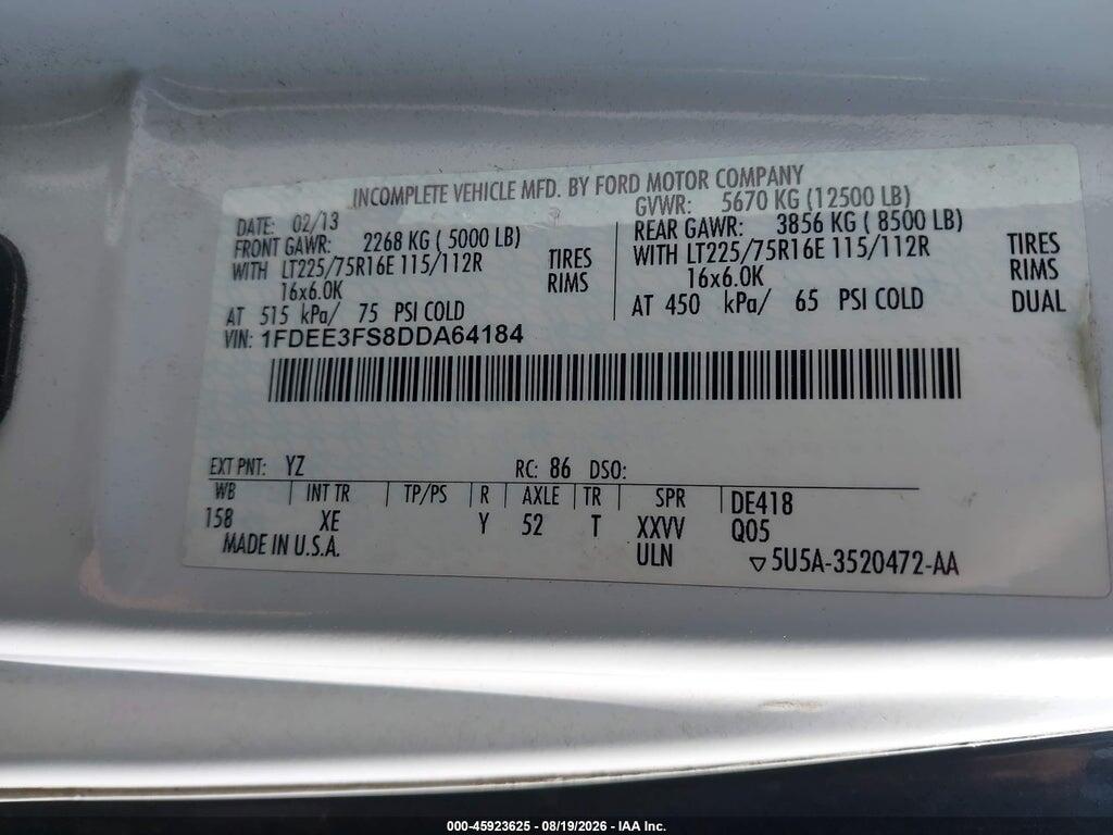 1FDEE3FS8DDA64184 2013 FORD E-350 CUTAWAY photo no. 8