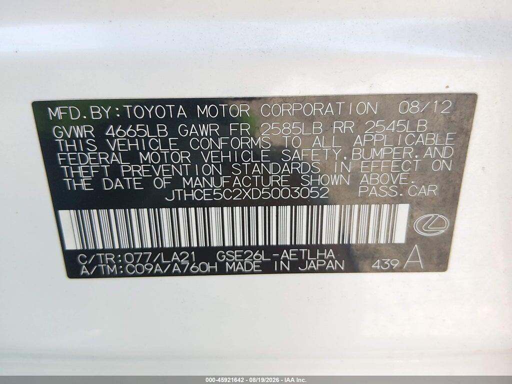 JTHCE5C2XD5003052 2013 LEXUS IS 350 photo no. 9