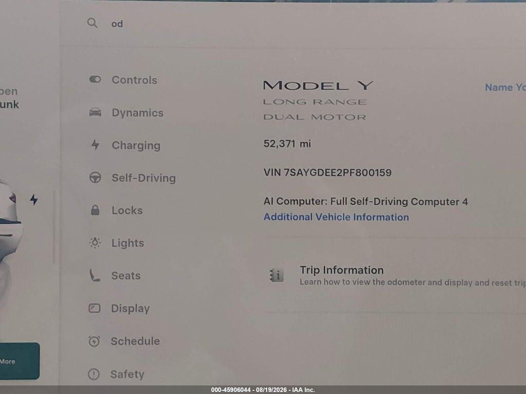7SAYGDEE2PF800159 2023 TESLA MODEL Y photo no. 7