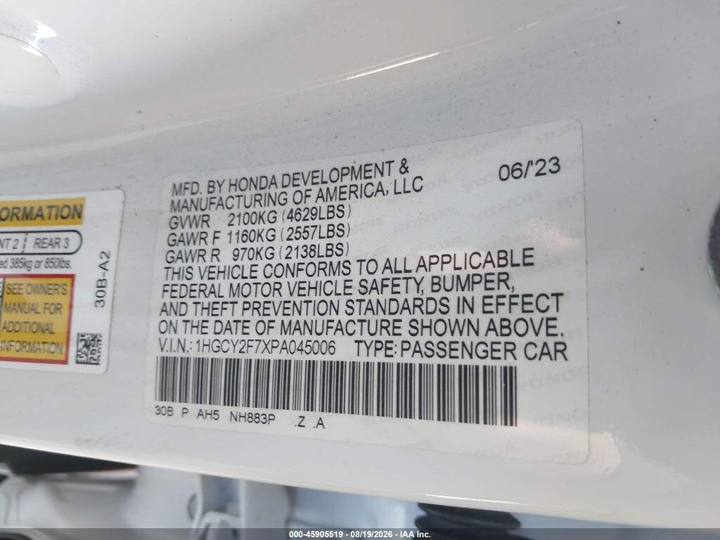 1HGCY2F7XPA045006 2023 HONDA ACCORD HYBRID photo no. 9
