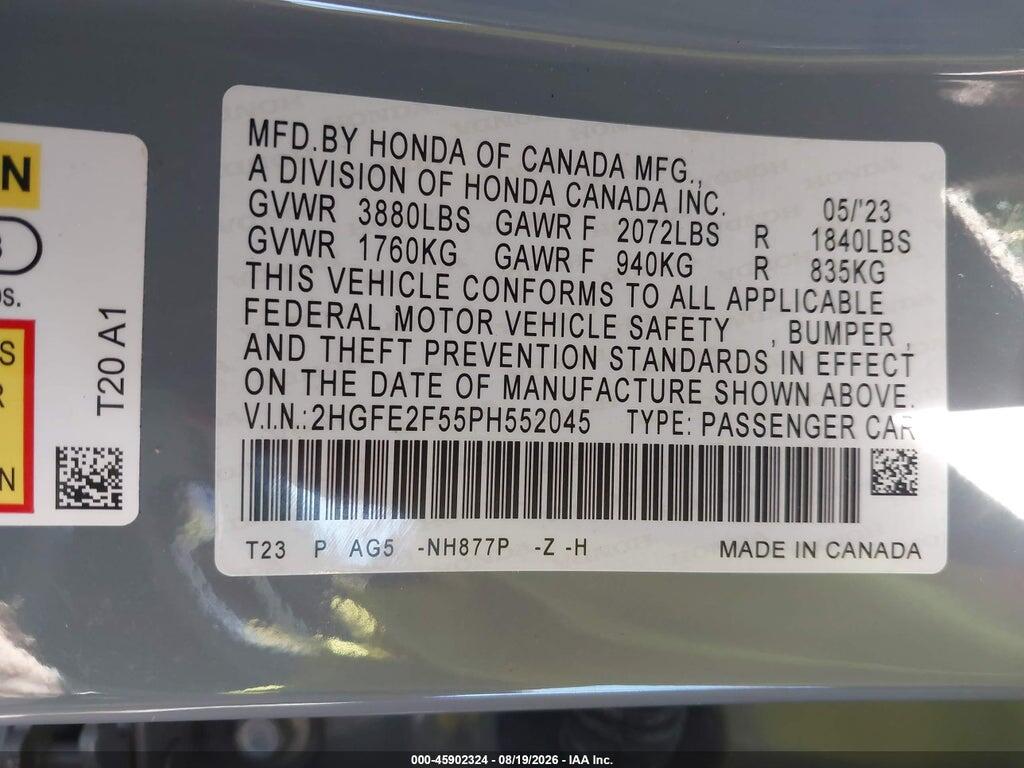 2HGFE2F55PH552045 2023 HONDA CIVIC photo no. 9