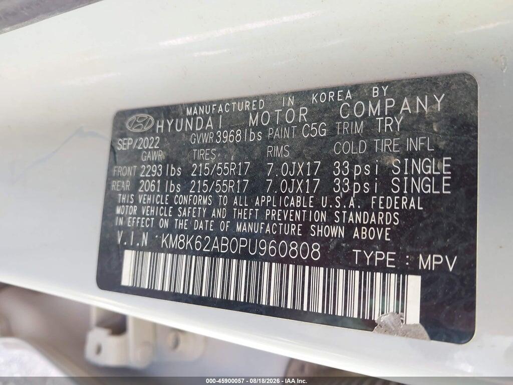 KM8K62AB0PU960808 2023 HYUNDAI KONA photo no. 9