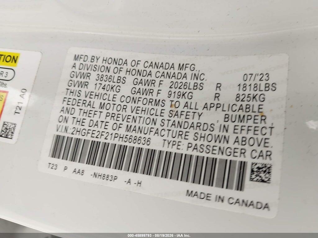 2HGFE2F21PH568636 2023 HONDA CIVIC photo no. 9