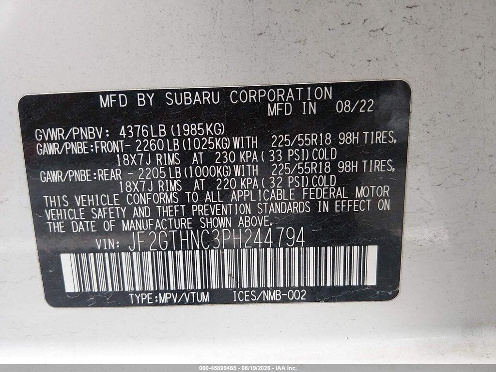 JF2GTHNC3PH244794 2023 SUBARU CROSSTREK photo no. 9