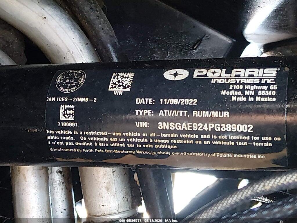 3NSGAE924PG389002 2023 POLARIS RZR photo no. 10