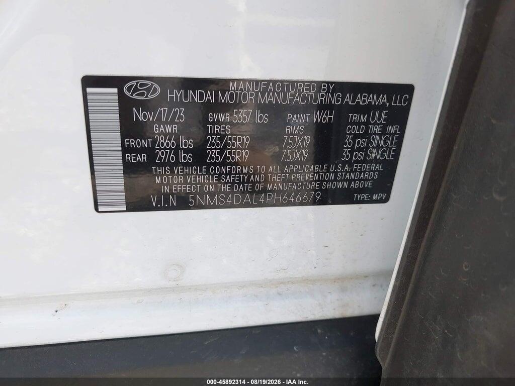 5NMS4DAL4PH646679 2023 HYUNDAI SANTA FE photo no. 9