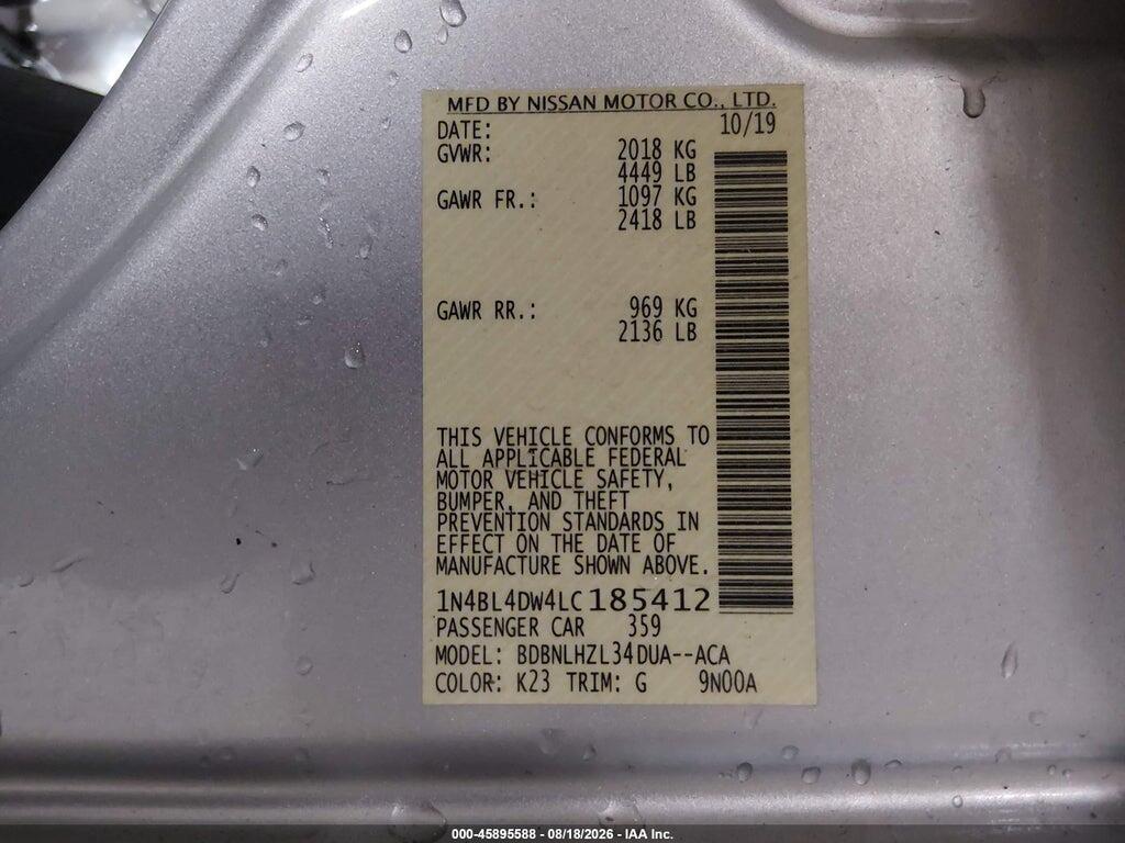 1N4BL4DW4LC185412 2020 NISSAN ALTIMA photo no. 9