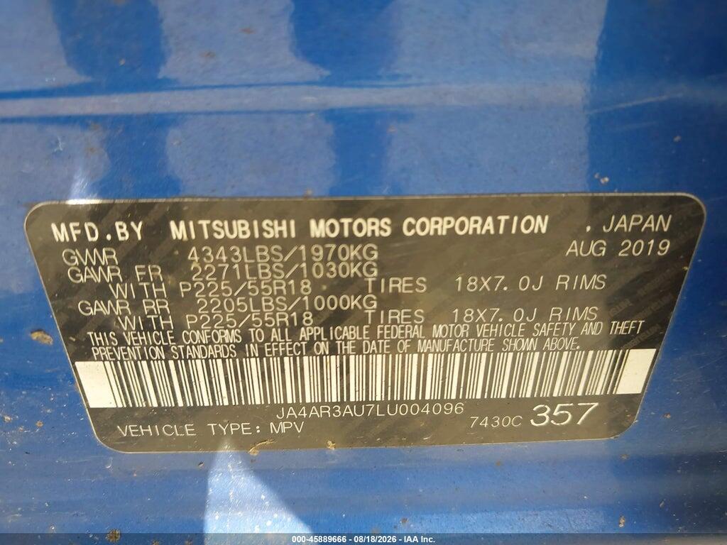 JA4AR3AU7LU004096 2020 MITSUBISHI OUTLANDER SPORT photo no. 9