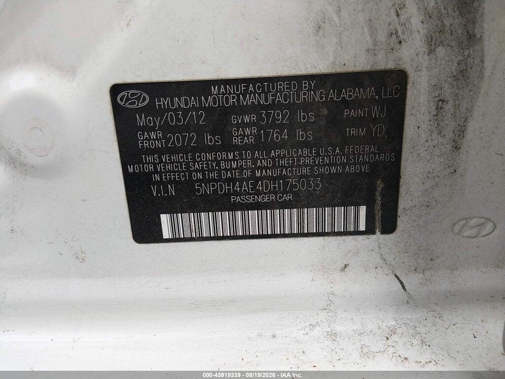 5NPDH4AE4DH175033 2013 HYUNDAI ELANTRA photo no. 9