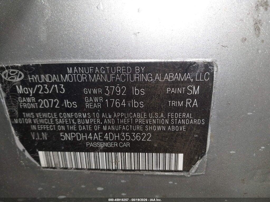 5NPDH4AE4DH353622 2013 HYUNDAI ELANTRA photo no. 9