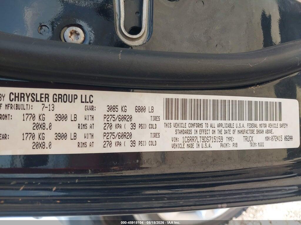 1C6RR7LT9DS715159 2013 RAM 1500 photo no. 9