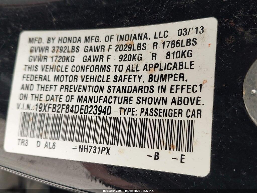 19XFB2F84DE023940 2013 HONDA CIVIC photo no. 9