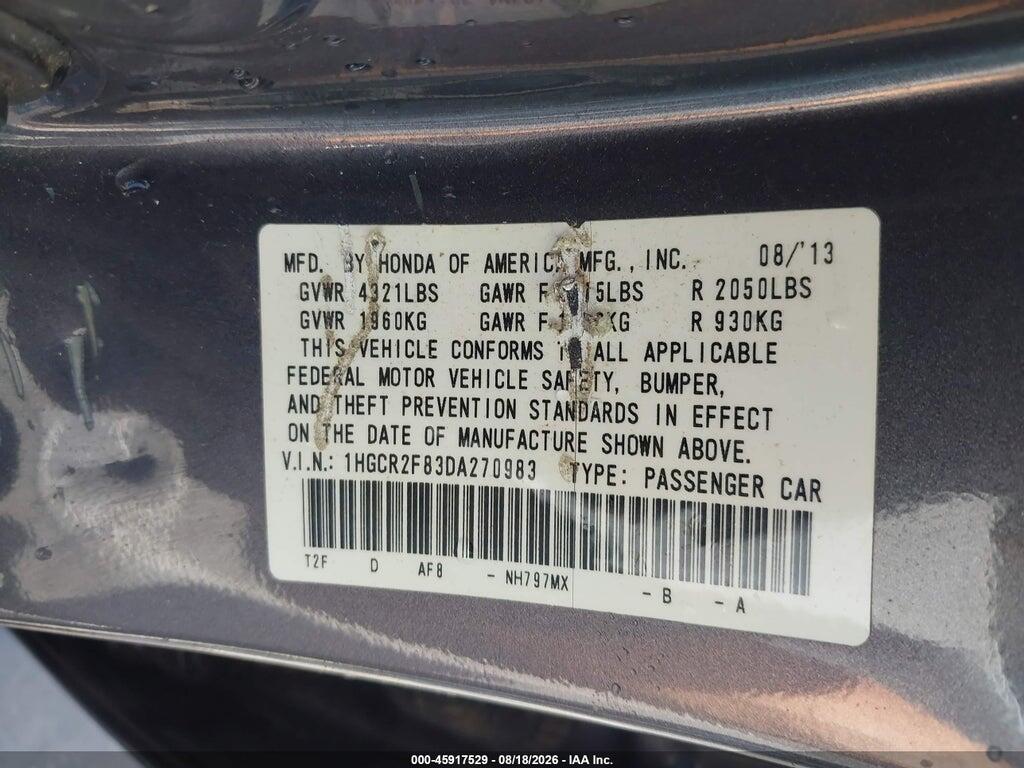 1HGCR2F83DA270983 2013 HONDA ACCORD photo no. 9