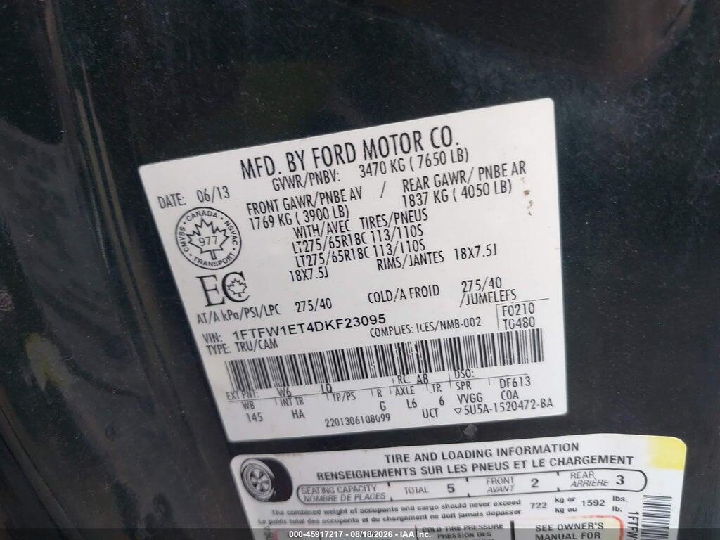 1FTFW1ET4DKF23095 2013 FORD F-150 photo no. 8