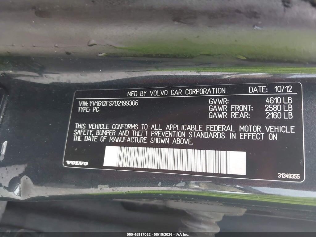 YV1612FS7D2199306 2013 VOLVO S60 photo no. 9